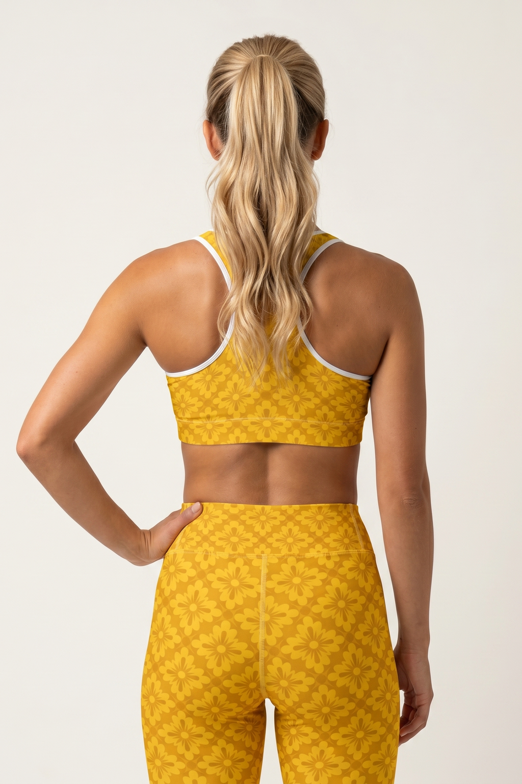 Yellow Floral Padded Sports Bra